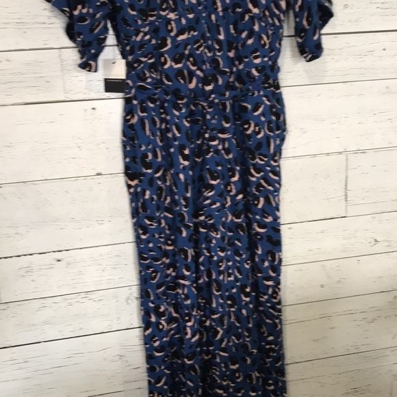 NWT Eloquii Elements plus size blue leopard print kimono sleeve vneck jumpsuit - Picture 10 of 11